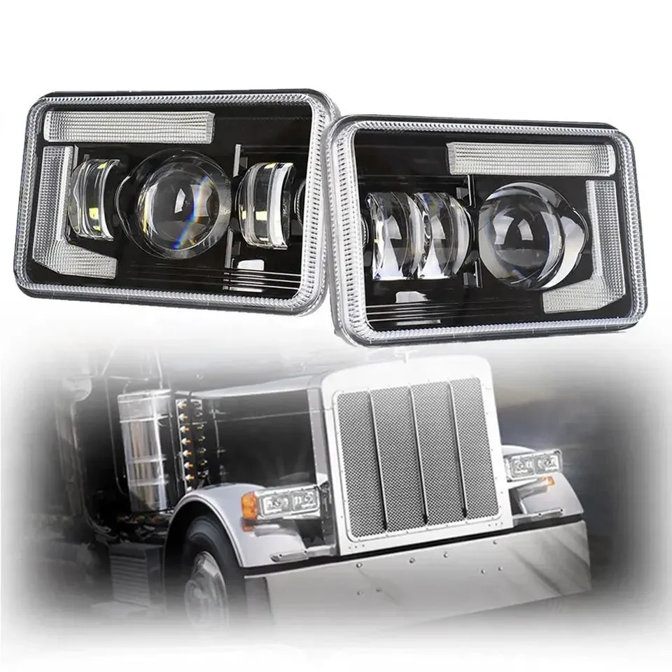 Sistema de iluminación automática de alta calidad LED de 4x6 pulgadas cuadradas de Faros Faros de alta, baja 54W DRL Faro de Kenworth