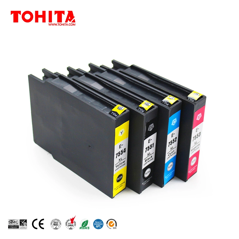 Ink Cartridge T7551 T75521 T7553 T7554 C12t755140 C12t755240 C12t755340 C12t755440 for Epson Workforce PRO Wf-C8010 8090 8510 8590 8010 Tohita