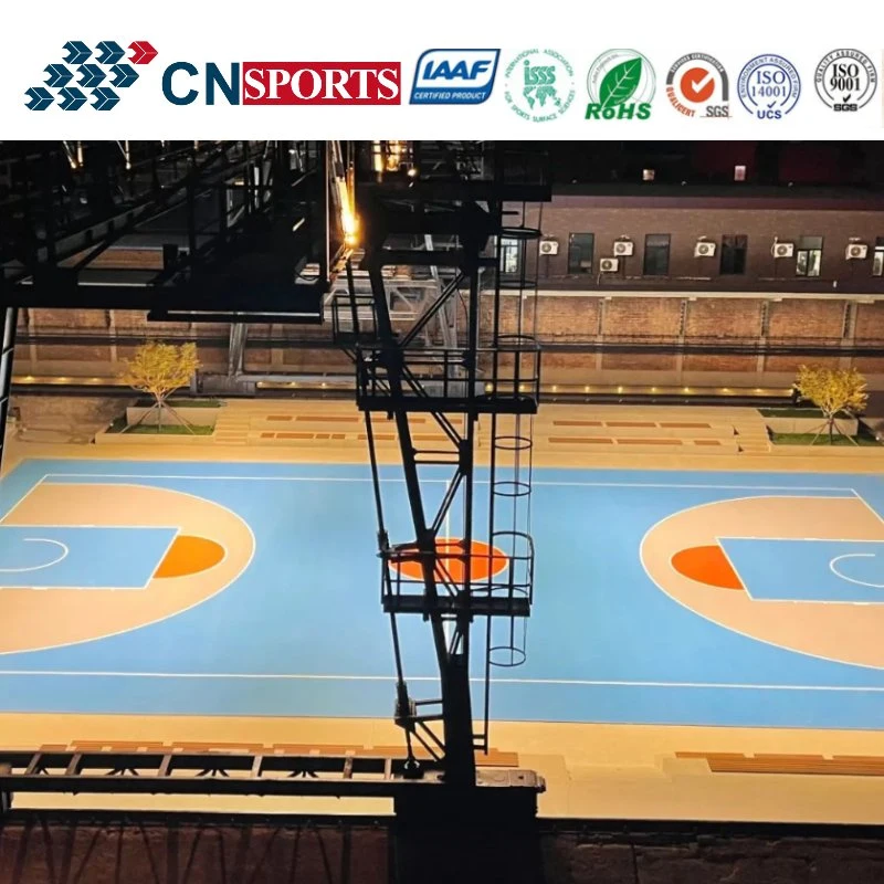 Professional Silicon PU Coating Elastic Rubber Layer Basketball Courts Sports Surface Flooring