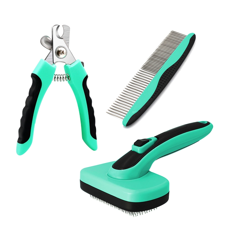 Wholesale/Supplier Pet Self-Clean Hair Professional Pet Grooming Brush Long Tooth Undercoat Pet Flea Comb Dog and Cat Nail Clipper Set Dematting Comb for Pets Grooming