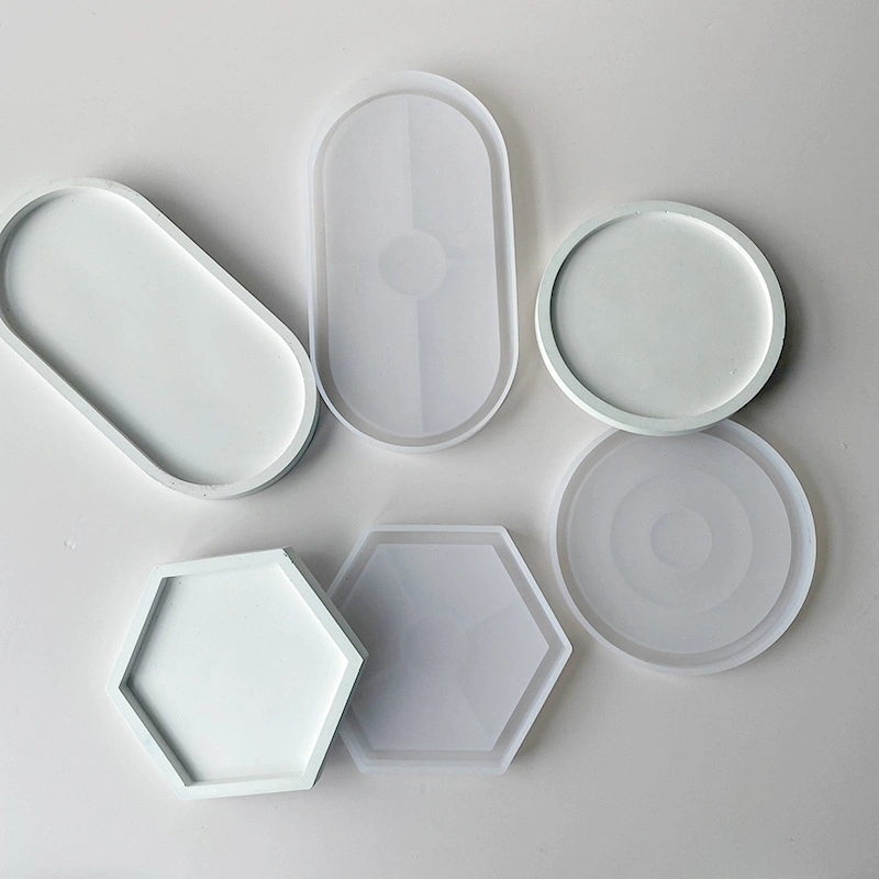 Moldes de Silicone para Descansos de Copos de Resina de Epoxy com Gotejamento Redondo, Hexagonal e Oval para DIY e Artesanato.