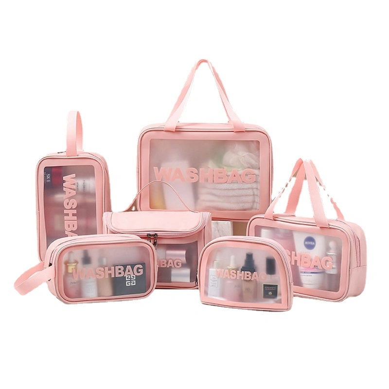 Custom Travel Portable Clear Transparent PVC PU Waterproof Wash Cosmetic Toiletry Makeup Bag