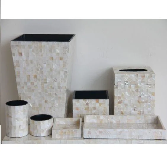 Luxury Ceramics Mother of Pearl Hotel Set Sanitaryware Soap Dispenser Bathroom Fittings Supplies Products Accessories