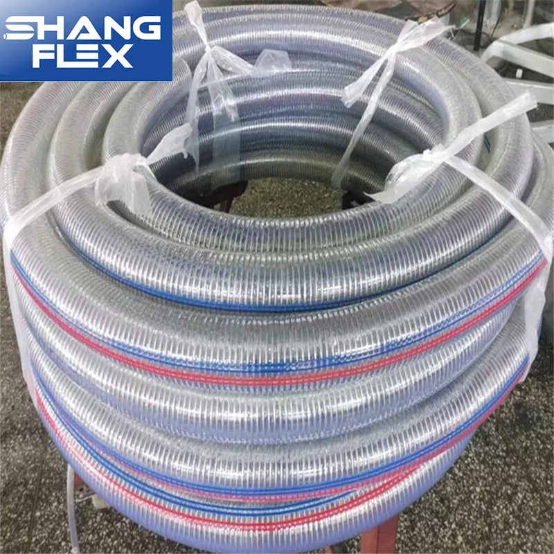 Long Life Flexible PVC Cover Spiral Steel Wire Suction Pipe Hose