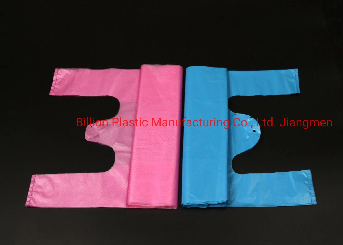 Translucent Poly Plastic Vest Bags Carrier Shopping Bags with Color