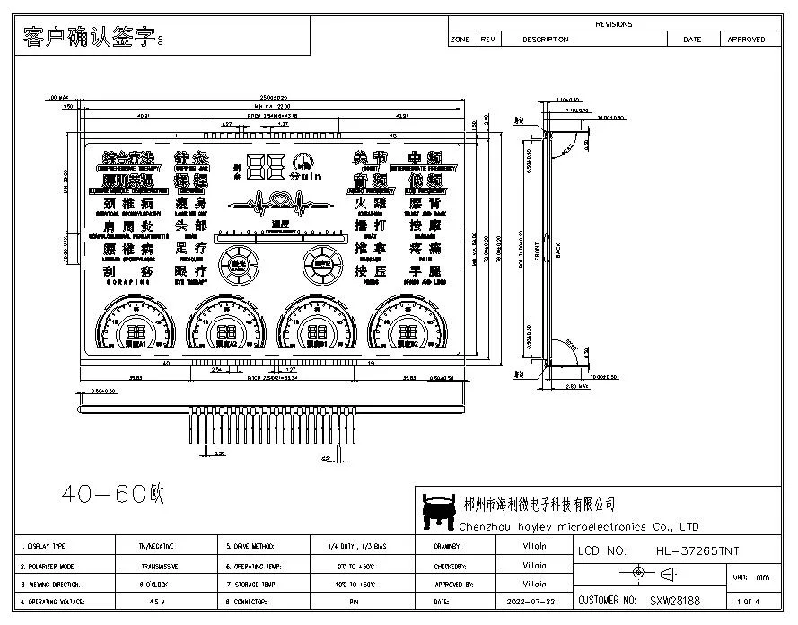 Large-Sized Tn Segment LCD for Medical Treatment Display LCD