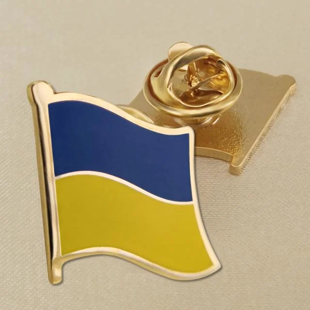 BSCI Certified Factory New Custom Metal Gold Plated Zinc Alloy Souvenir Gift National Flag Badge Ukraine Army Military Enamel Lapel Pin Badge in Stock