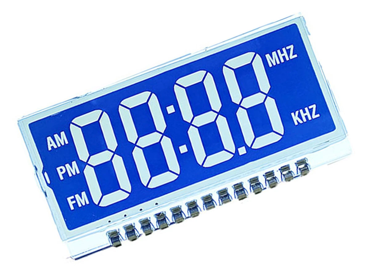 Custom 13 Pins Negative Transmissive Htn 7 Segment LCD Screen for Alarm Clock