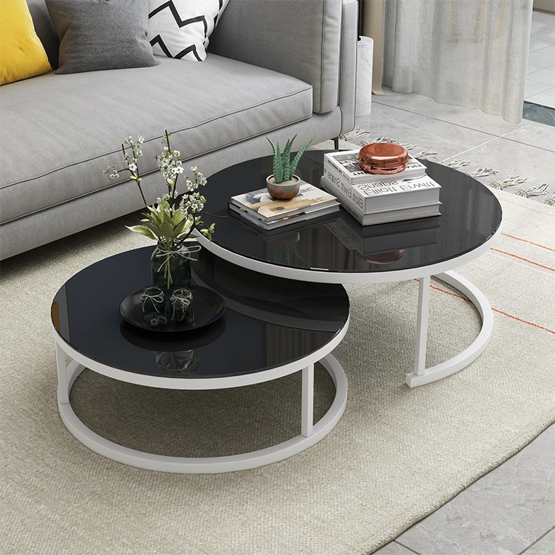 Round Modern Table Wooden Design Living Room Furniture Plywood Coffee Table Set