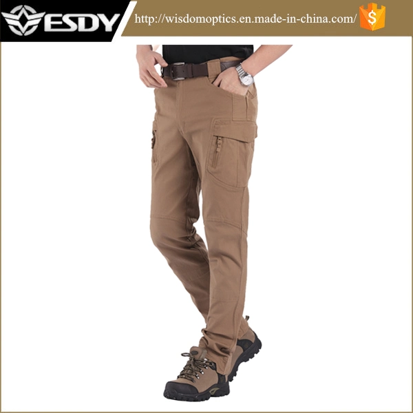 Men&prime; S Solid Comfortable Outdoors Trousers Cargo Cotton Pants