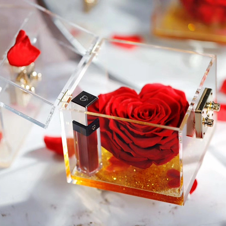 Eternal Rose Flower in Acrylic Box Handmade Preserved Rose Forever Gift