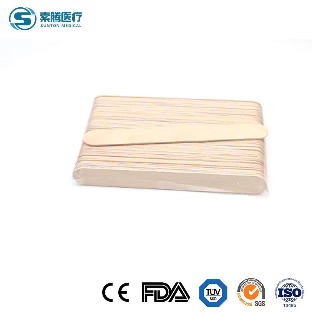 Sunton Disposable Medical Tongue Depressor China Primary Colour Color 100% Bamboo Fiber/Wooden Material Tongue Depressor Manufacturing Smooth Tongue Depressor