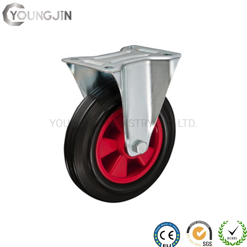 Plastic Core Rubber Wheel Industrial Swivel Rigid Brake Caster Wheels Castor Wheel