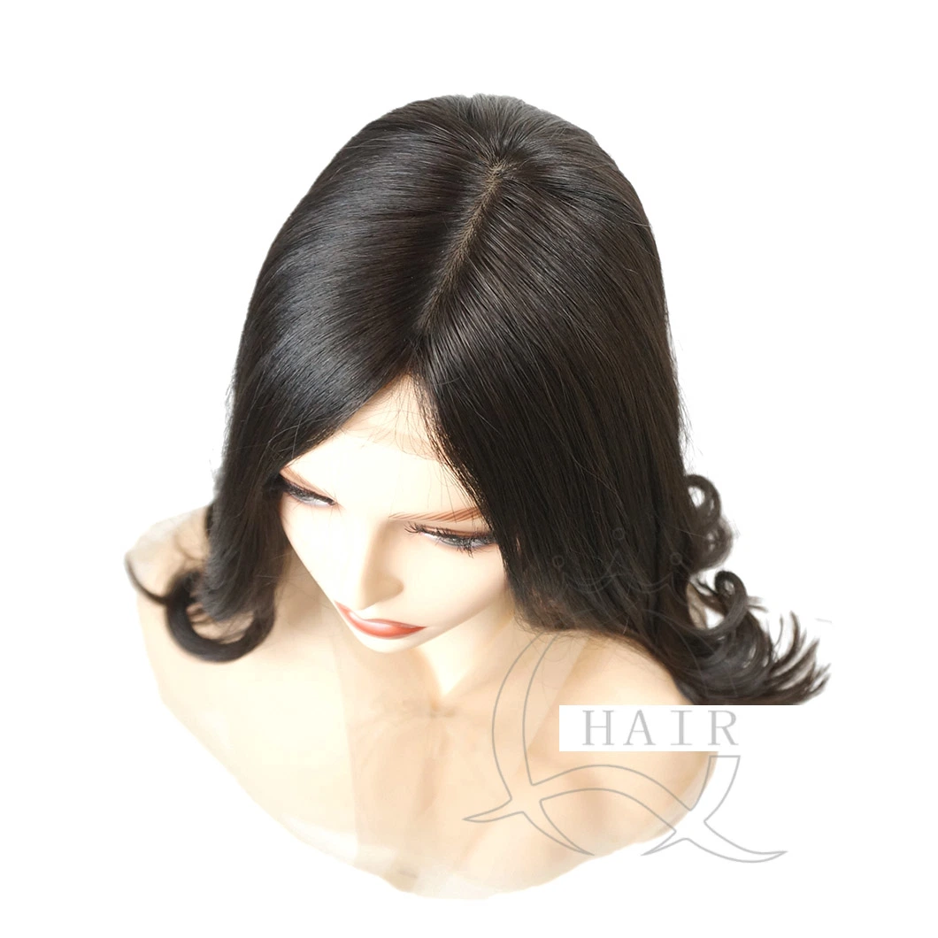 Hot Sale Original Factory Man Made High quality/High cost performance  Xa18 Inch Silk Top with Front Lace Color1 2 Virgin Human Hair Kosher Remy Silk Top Wigs Medical Wig for White Women