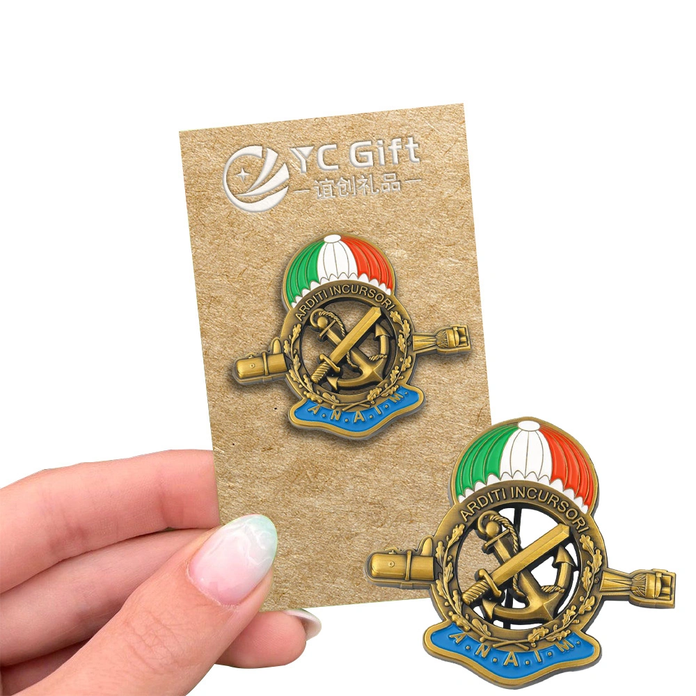 حسب الطلب إيطاليا [ن.ك.] أ. م. Assoazione Nazionale Arditi Incursori Marina البحرية سلسلة مفاتيح عسكرية شخصية Lapel Pins علامة معدنية