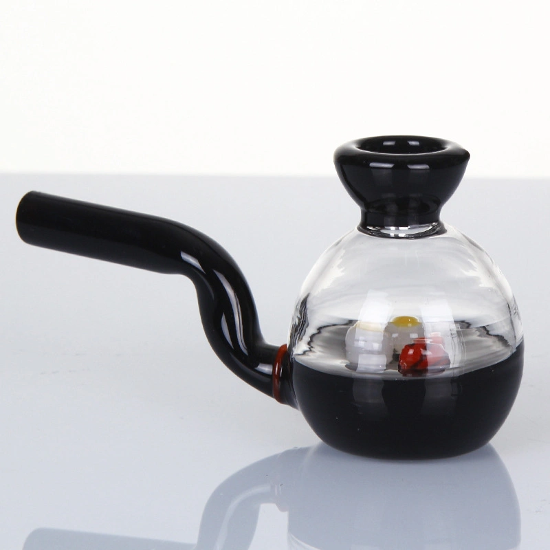Kreative Kessel Form Glas Räuchern Löffel Pfeife mit schwarzem Tabak Schüssel Doppelfarben Stitching Glas Hand Pipe