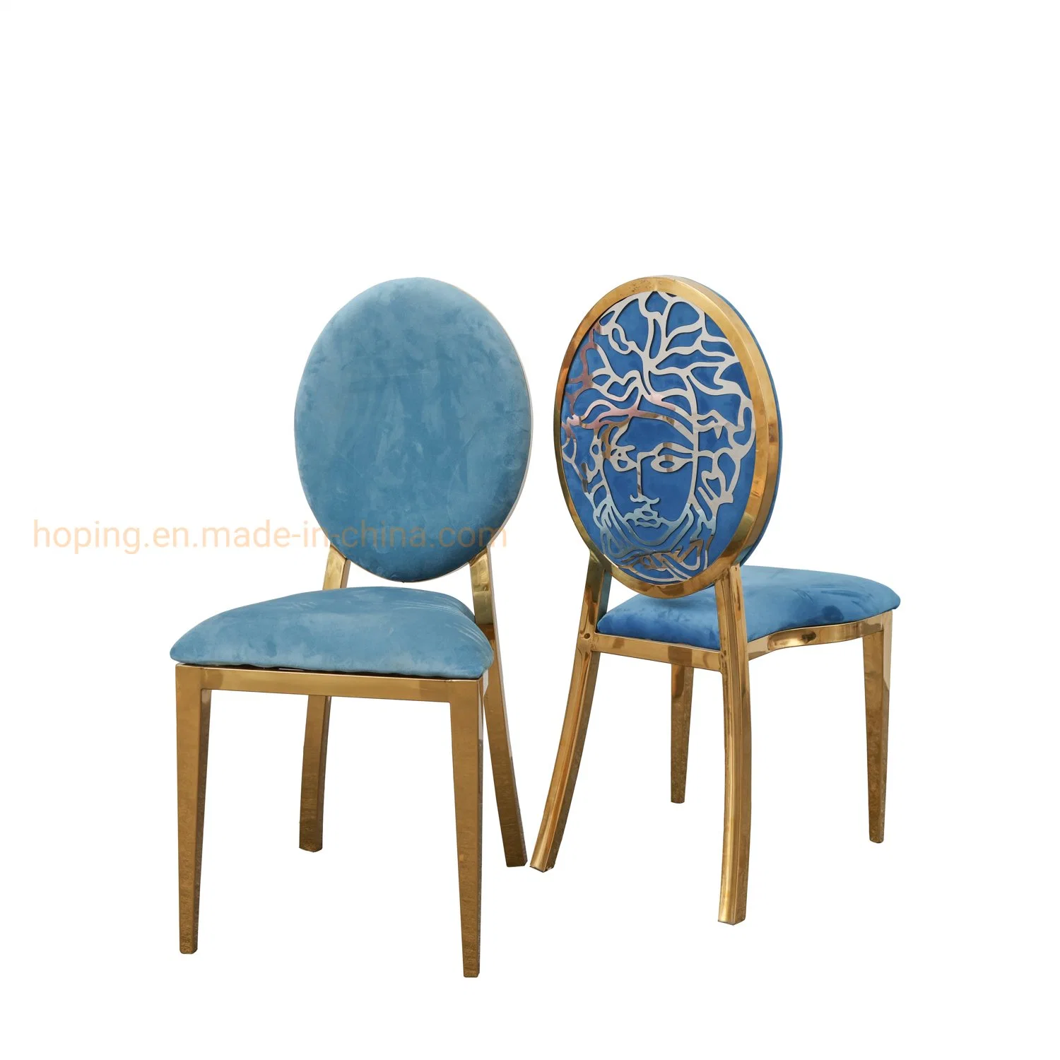 كرسي حديث و طاولة جديدة تصميم ظهر جديد للزفاف جديد الطراز Metal Classic Chair Dining Fاثاث من الفولاذ المقاوم للصدأ طاولة الطعام كرسي