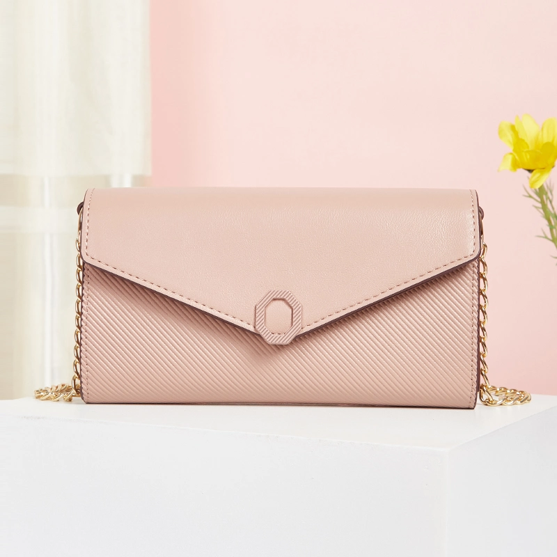 Soft Leather Long Wallet Large Capacity Wallet Shoulder Bag Pink