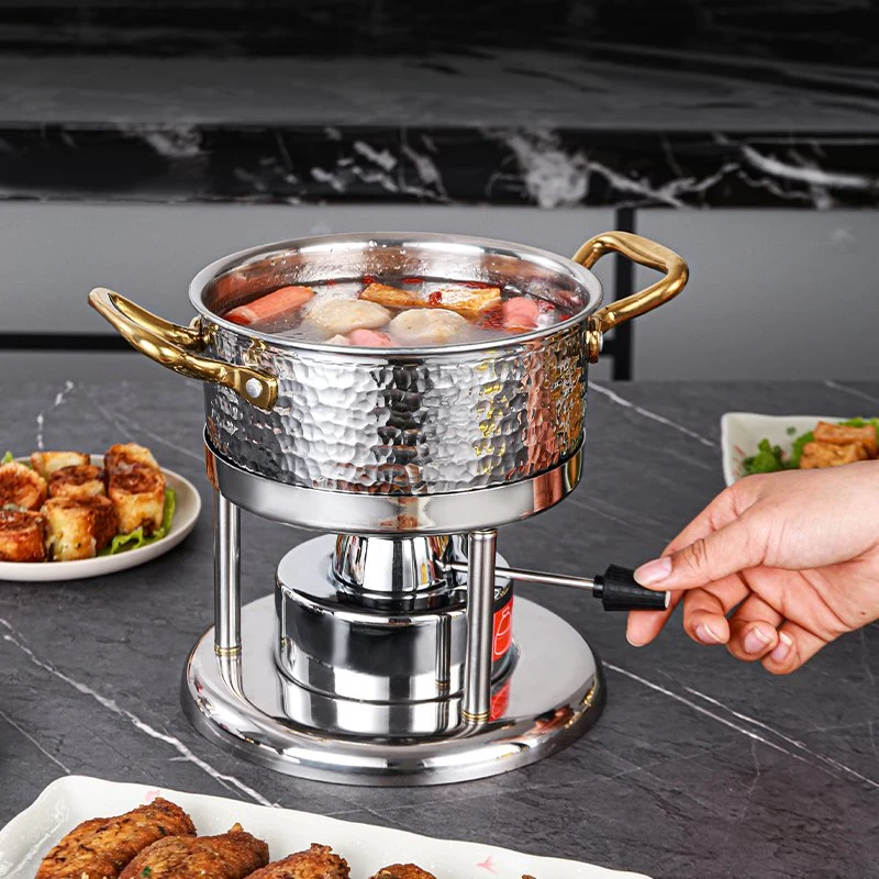 Cuisinière à gaz gonflable en acier inoxydable pour l'extérieur, petite cuisine d'appareil à fondue.