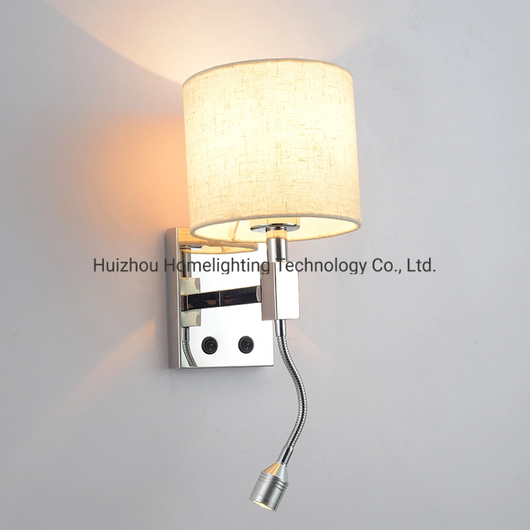 H005 Lighting Design Wall Lamp LED Bedside Wall Lamp with 1W Reading Light for Hotel