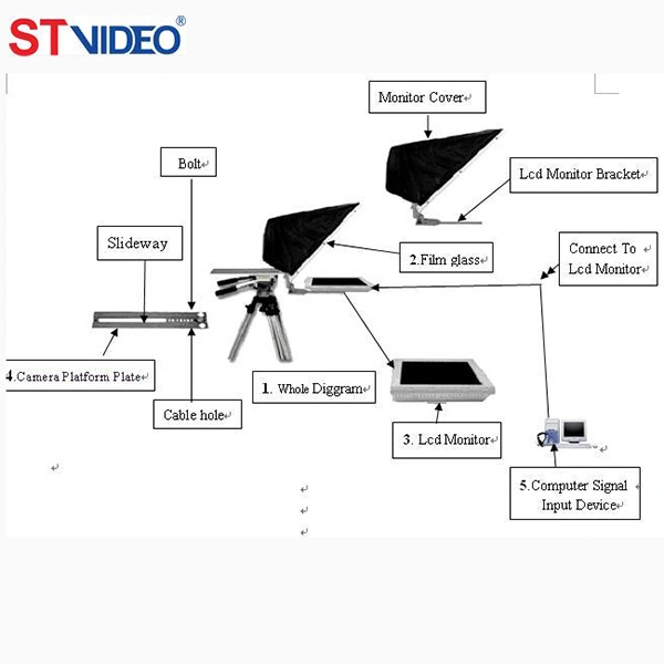 19inch Broadcasting Studio Telepromter on-Camera Type