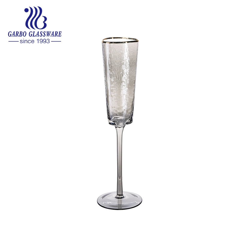 Al por mayor de 16oz Custom Color Plomo Barware tallo largo negro Cáliz Stemware creativo de la Copa de Champagne cristal de vino tinto de cristal