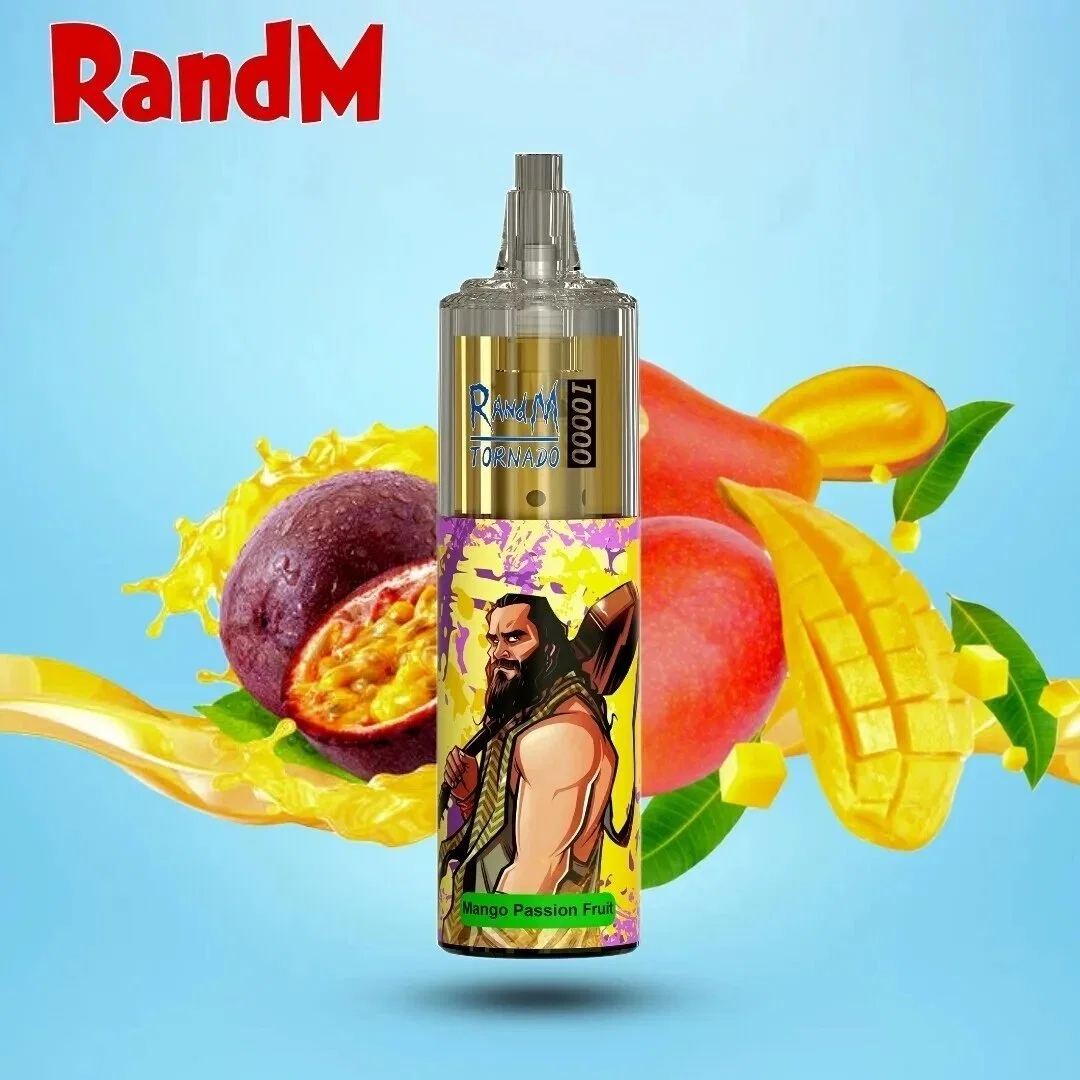 Randm Tornado الأصلي 10K/10000 Puffs10 Flavors 50mg 5% نيكوتين سولت بطارية إعادة شحن سعة 850 مللي أمبير/ساعة وراندم سعة 20 مل