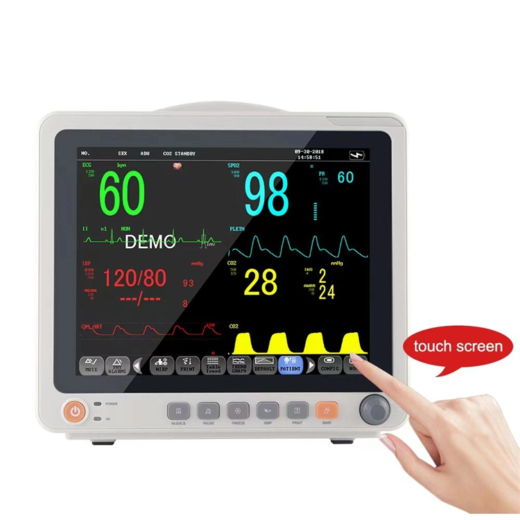 Pm12b appareil hospitalier portable 12 pouces 6 paramètres ECG de chevet Surveillance du moniteur ECG WiFi