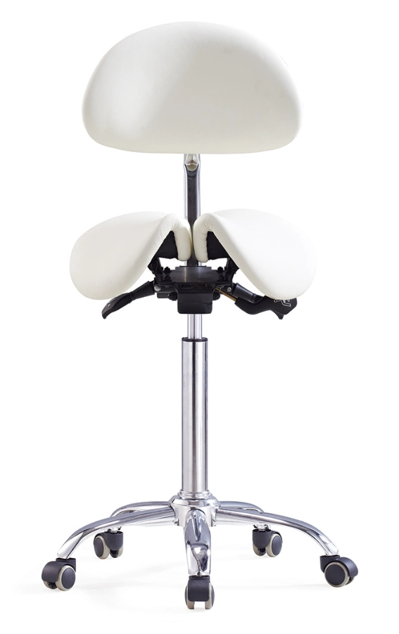 Split Saddle Seat with Backrest PU Leather Medical Saddle Stool Comfortable Dental Chair