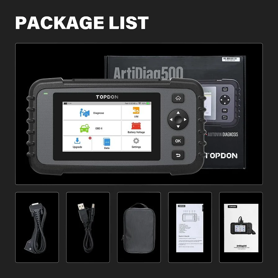 Topdon Artidiag 500 Car Diagnostic Tools OBD2 Scanner Engine/ABS/SRS/Transmission Automotive Tool OBD2 Code Reader Free Update