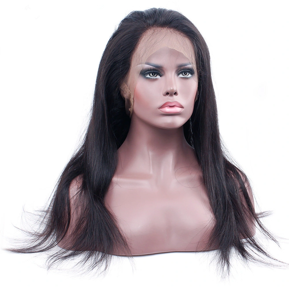 High Quality Peruvian Straight Remy Human Hair Wigs with Baby Hair 12--24inch Natural Black Color Density 150% 360 Lace Frontal Wigs