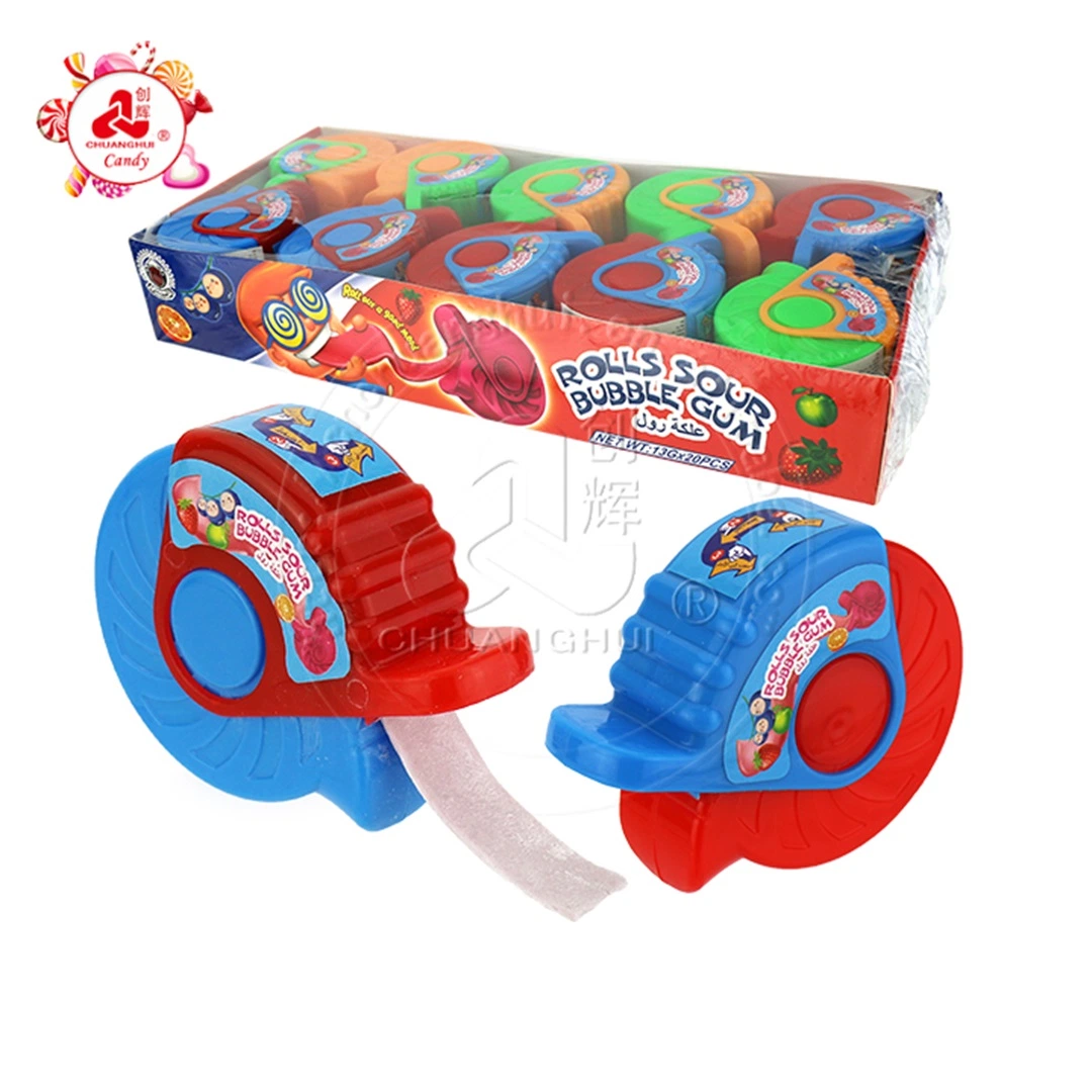 Roll Sour Bubble Gum Candy in Puller Toy