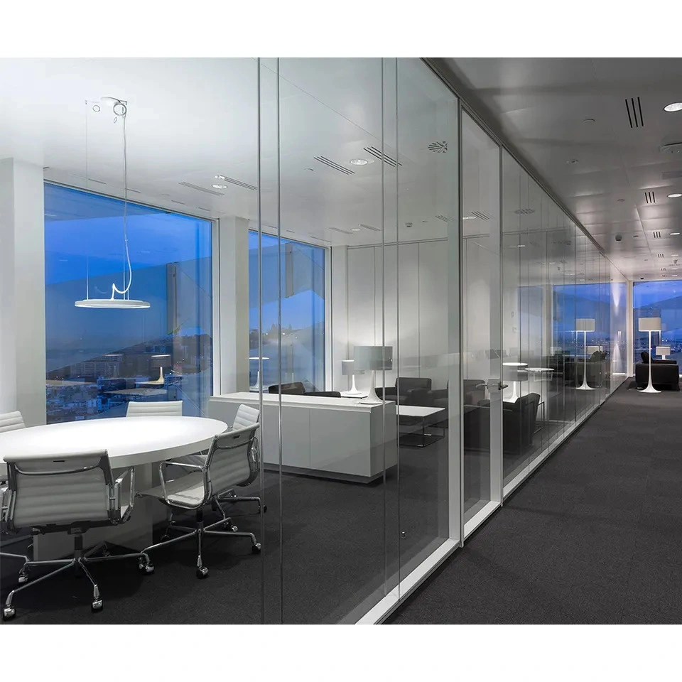 Office Aluminium Profile Modular Glass Division Interior Soundproof Tempered Glass Room Separtation