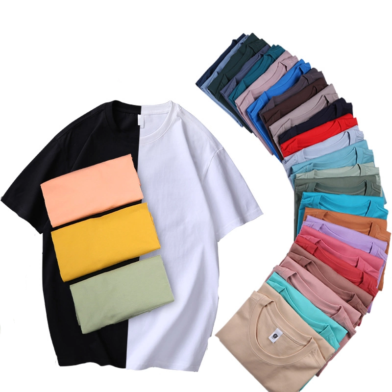 Black Round Neck Quality Fashion China Wholesale Oversized New Design Own Men Organic 100 Cotton Blank Plain Custom Printing Tee T Shirt for Men