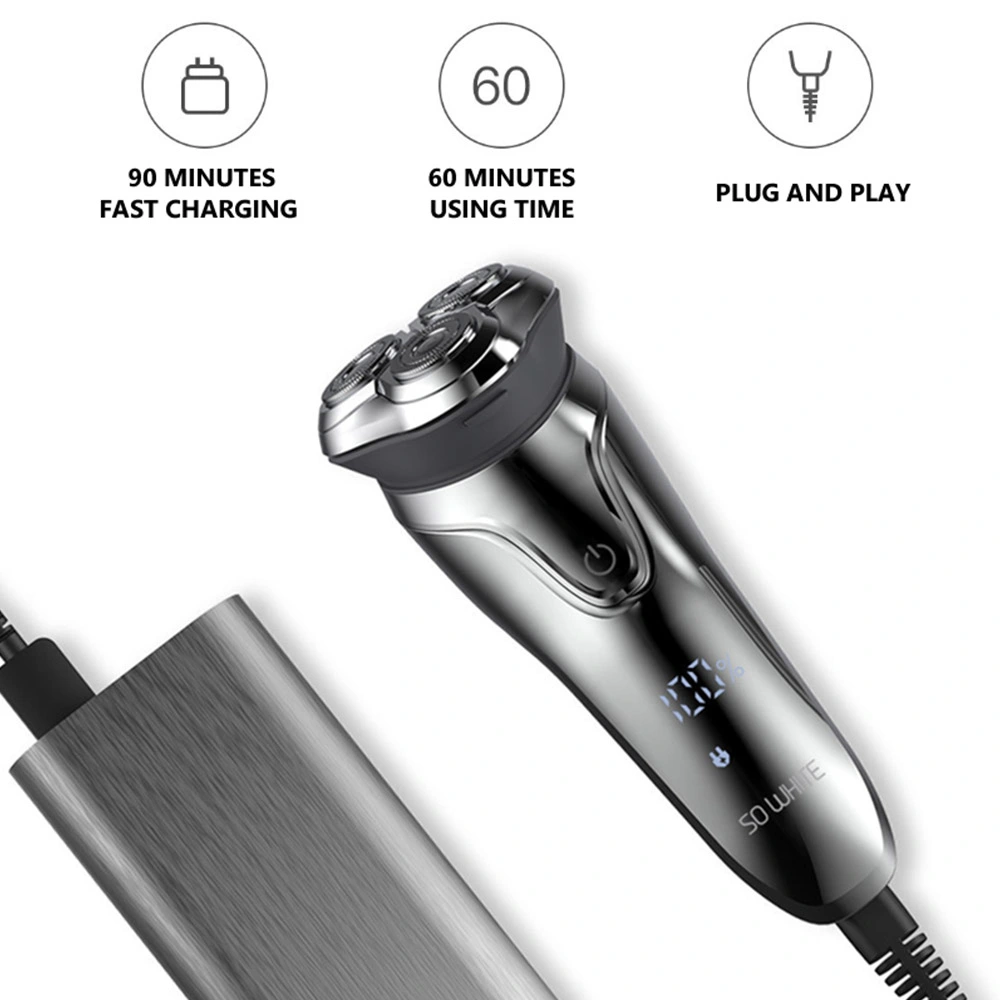 Hot Sale 3D Triple Blade Electric Shaver Smart Fast Charging Floating Razor Facial Hair Trimmer for Men