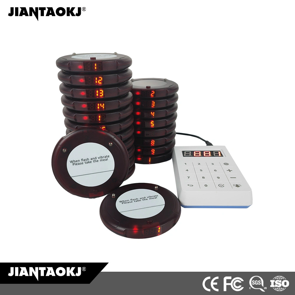 Manufacturer Fastfood Restaurant Long Distance Customer Calling Guest Queue Call Paging System 15PCS 16 20 30 50 Genius Digital Coaster Pagers