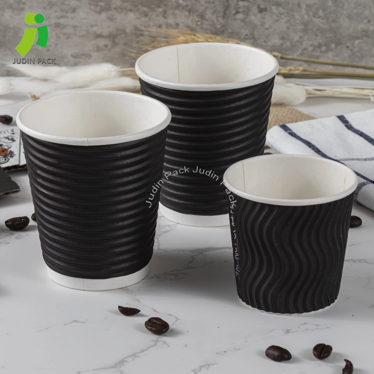 4oz/8oz/12oz/16oz/20oz Triple ondulación bebida caliente de la pared tazas de café desechables de papel de Té de China de fábrica de papel