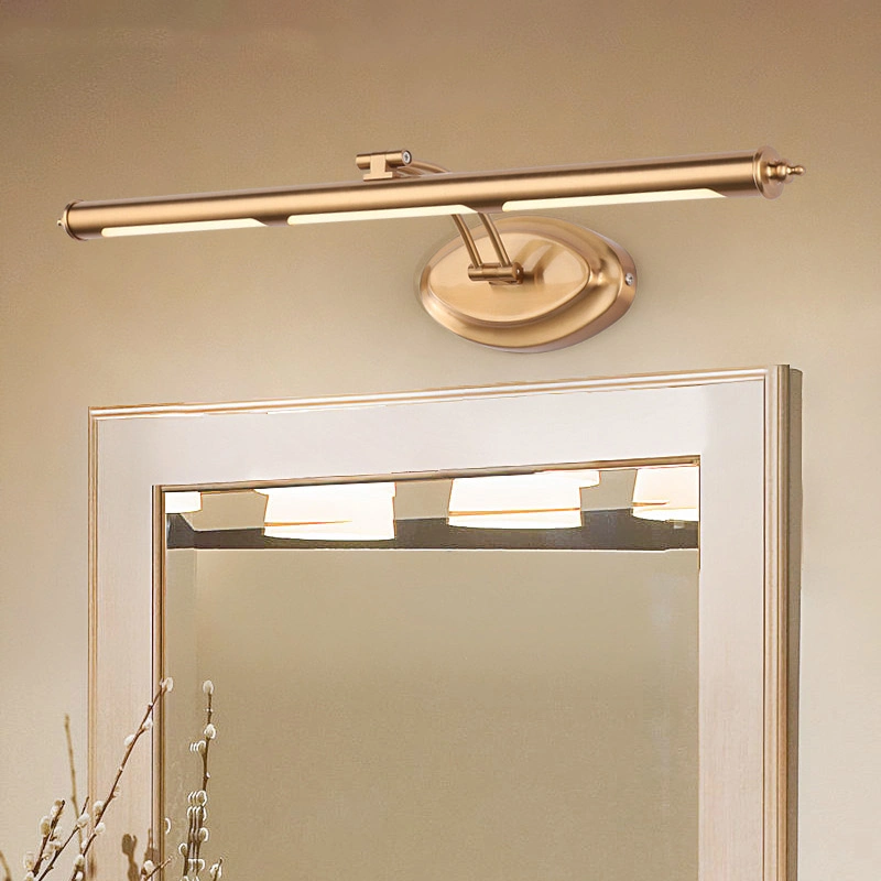 European LED espejo lámpara de baño de oro pared cosmética de acero inoxidable Iluminación de armarios de acero (WH-MR-04)