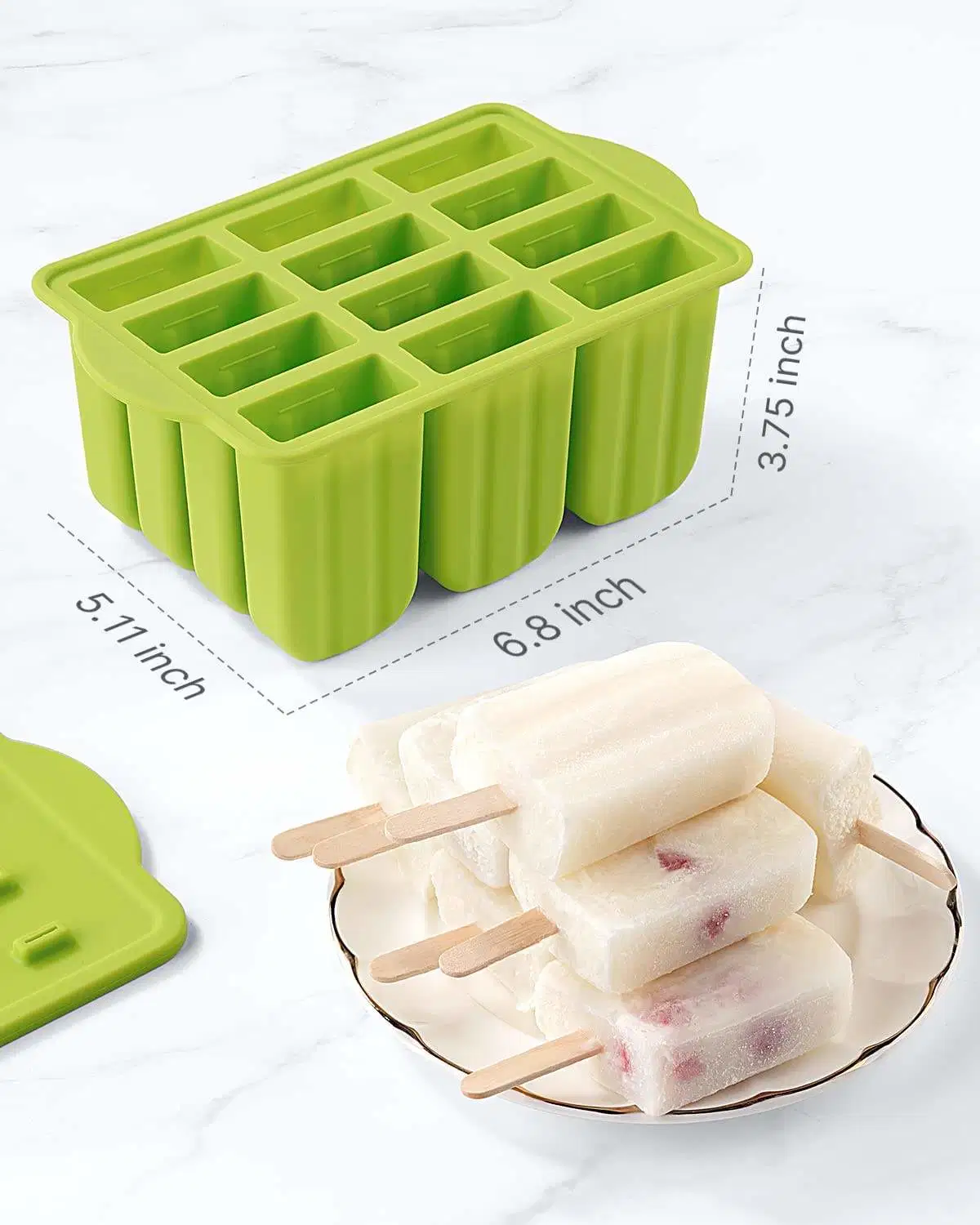 High quality/High cost performance Family Use Foldable 12 Cavity 3D Silicone Ice Cream Mold