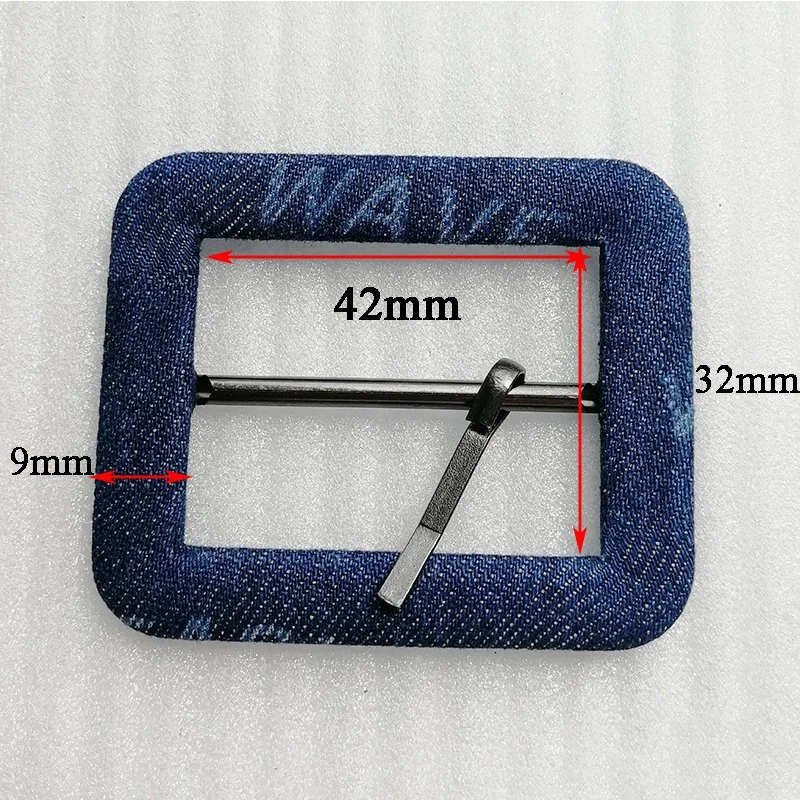 Metal Pin Covered Blue Rectangle Adjustable Buckles for Garment Accessories