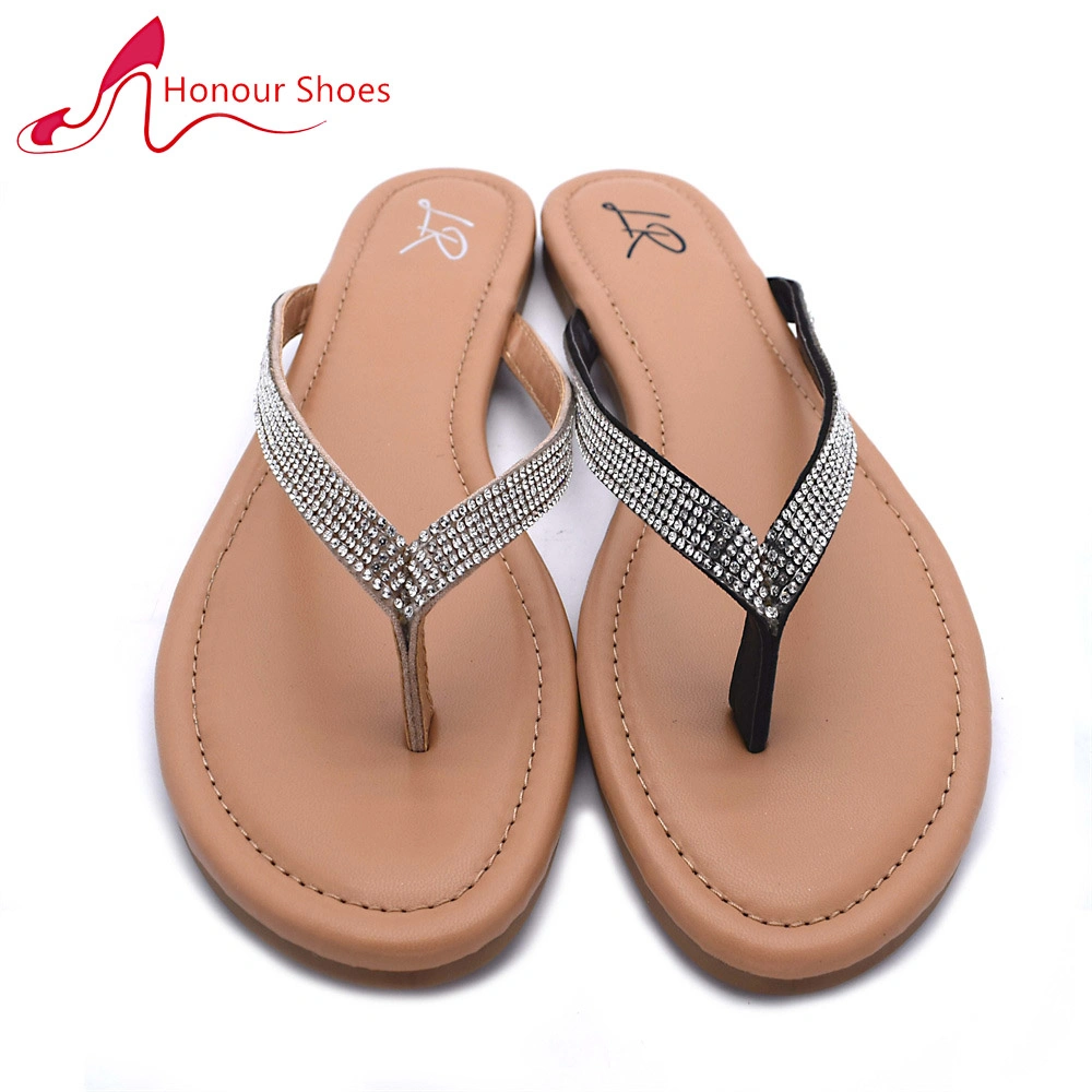 Comfortable and Soft Platform Women's Sandals Shiny Rhinestone Flip Flops