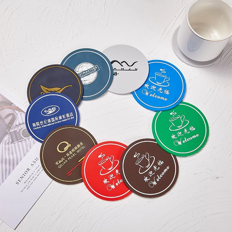 Holesale Cheap High quality/High cost performance Custom Fashion Coffee Beer Drink Cup Mat Supplies PVC Rubber Coaster Kitchen Items Round for Promotional Gift