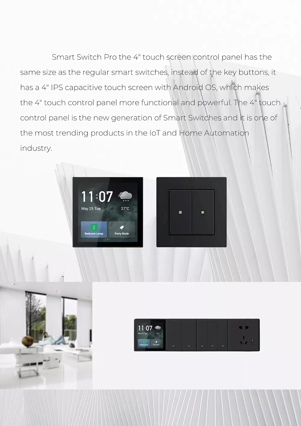 Tuya WiFi 4 Inch Smart Panel Switch with Android Version