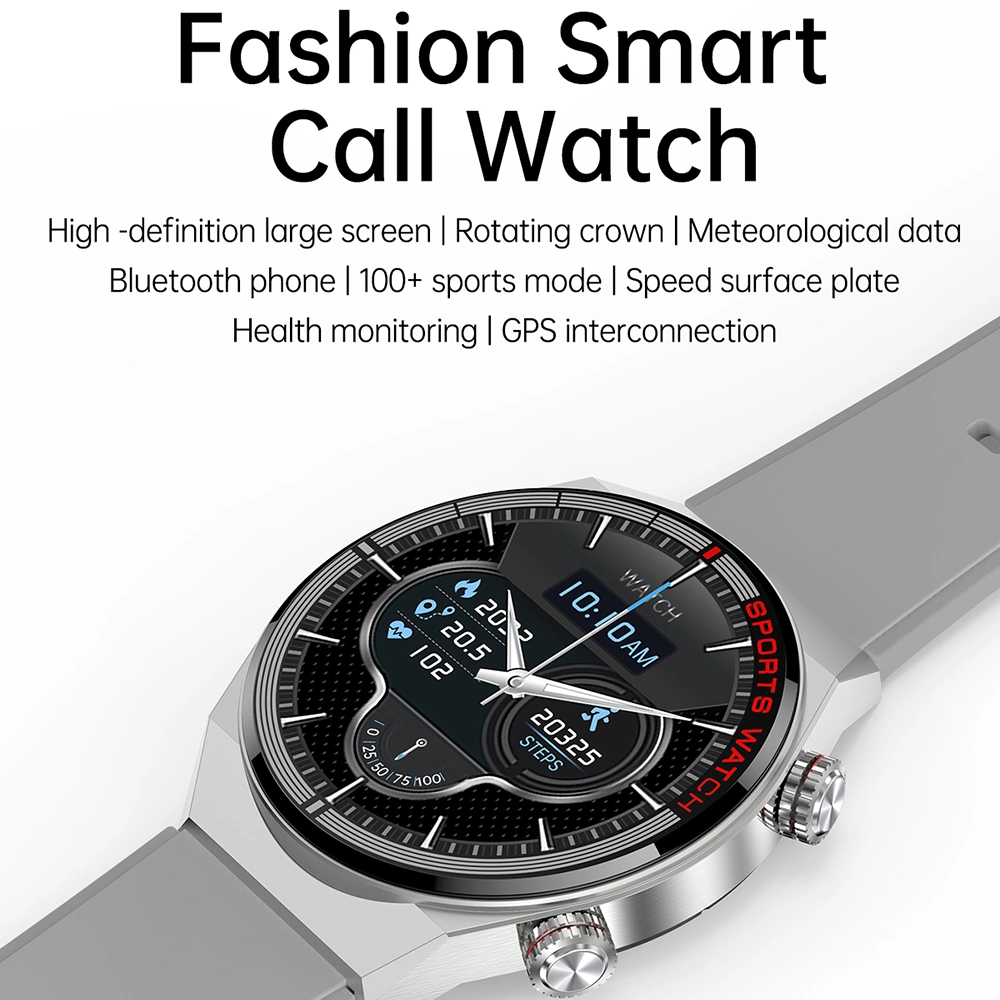 Qw39 1.39-Inch Screen Smart Watch Bluetooth Call IP67 Waterproof Fitness Electric Watch with Health Monitoring - Silver Grey / Silicone Strap