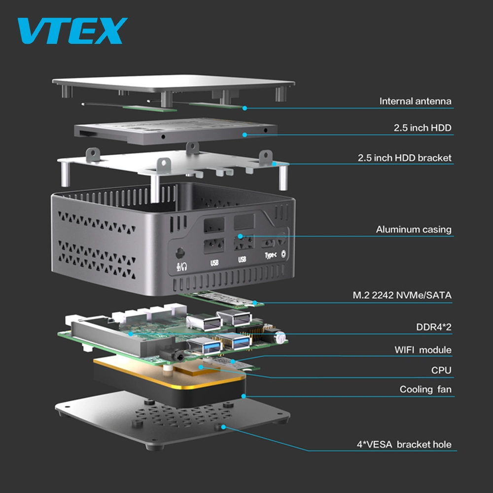 Мини-ПК Vtex заводе Nuc Barebone богатых портов на сервере Office Business Minipc маленький настольный компьютер для домашнего офиса