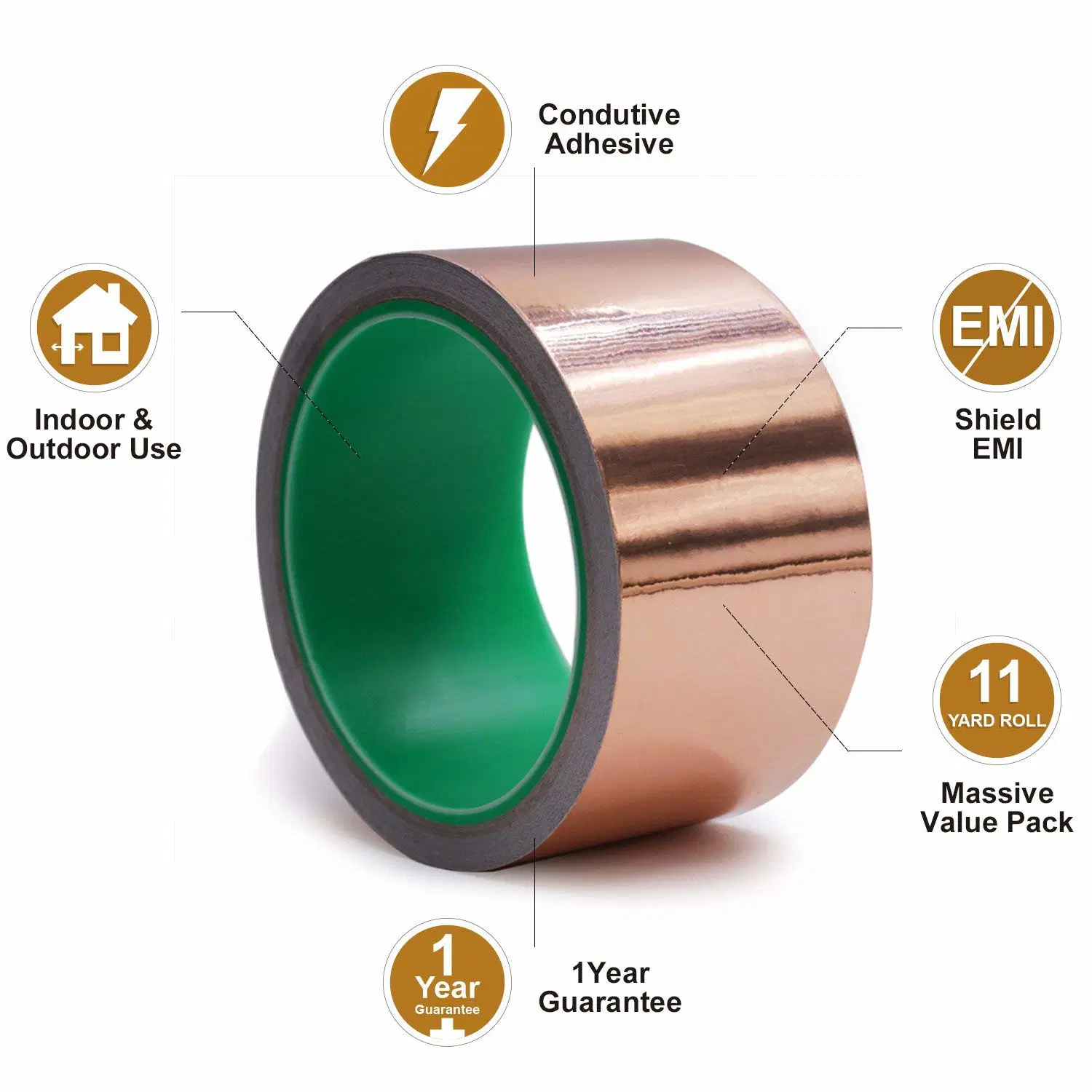 Cinta de Cobre El Cobre de lámina de cobre de cinta de aluminio con adhesivo conductor de protección contra EMI Guitarra artesanía reparación eléctrica y conexión a tierra