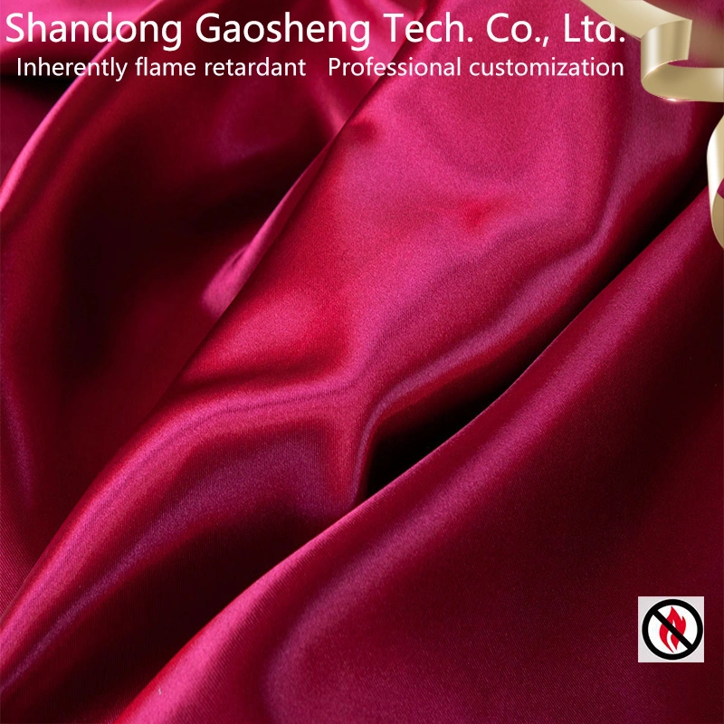 Factory Directly Sales Silk Like Polyester Home Textile Fire Retardant Satin Fabric for Hotel Curtain