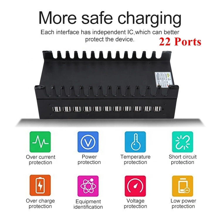 Cargador de pared USB multipuerto 125W, 20 puertos USB de escritorio de la estación de carga para múltiples dispositivos, los viajes para el teléfono celular cargador USB portátil, Tablet