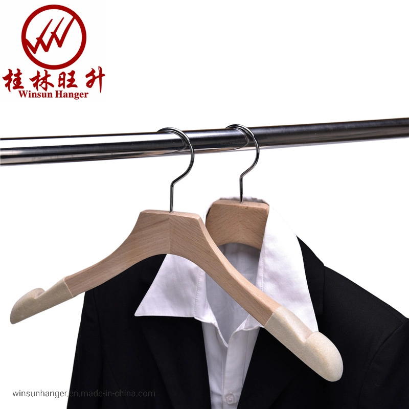 Fashionable Wooden Coat Hanger with Flocked Anti-Slip Shoulder&#160;