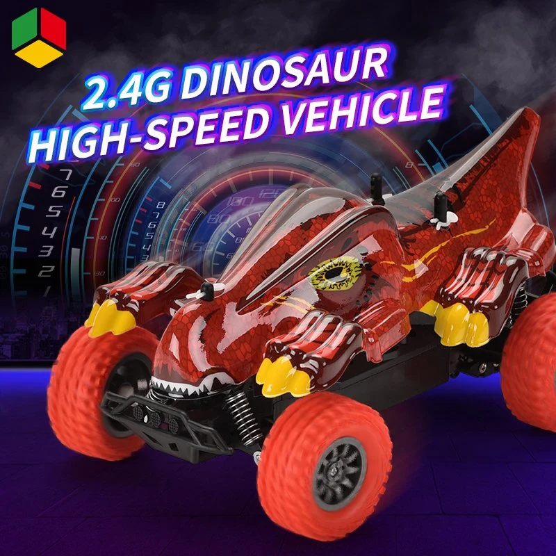 QS Hot Selling Kids Educational Remote Control Car Toy 1: 18 Scale 2.4G Electric Dinosaur Toys Matel off-Road Drift High Speed Car Vehicle Toys for Children